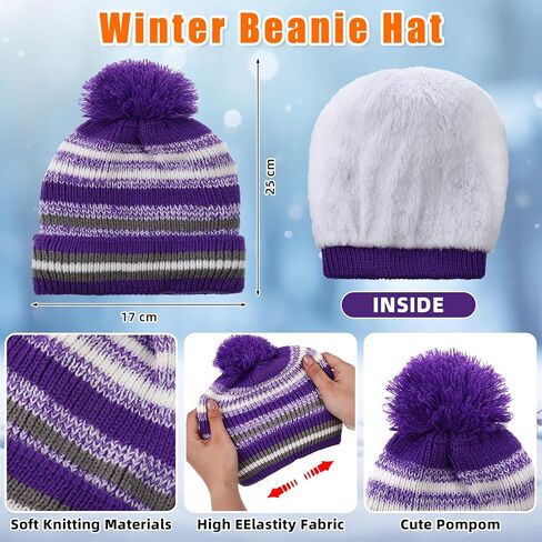 18 Pcs Kids Hat Scarf Gloves Winter Set Fleece Lined Pom Pom Beanie Neck Warmer Knit Gloves Gifts for Boys Girls in Saudi Arabia
