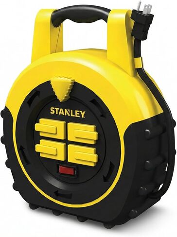 Stanley 33959 ShopMax Power Hub 20-Feet 4-Outlet Cord Reel , Yellow in Kuwait