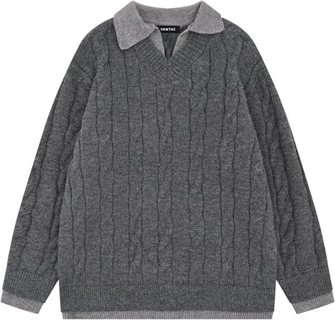 Vamtac Oversized Sweaters Cable Knit Sweater Vintage Pullover Y2k Tops Knitted Warm Jumpers Fall Winter Outfits in Saudi Arabia