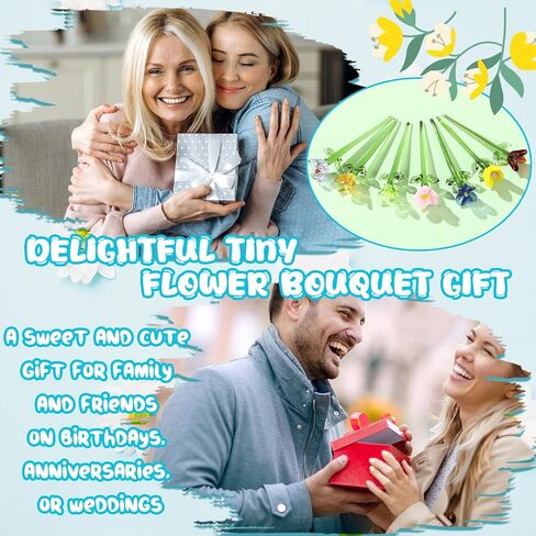 7 Color Glass Birth Flower Decor Glass Birthday Month Flower Bouquet with Small Vase Crystal Wildflower Daisy Blossoms for Women Mom Wedding Mother's Day Office Home Table Centerpiece in Saudi Arabia