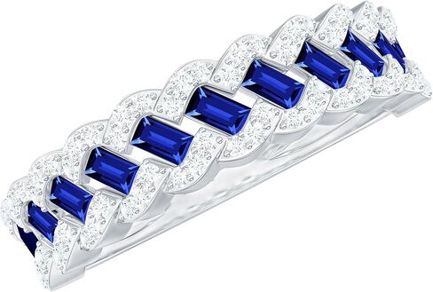 Baguette Created Blue Sapphire Classic Braided Eternity Wedding Band, Aaaa Quality in Saudi Arabia