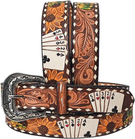 American Darling Beautifully Hand Tooled Brown Genuine American Leather Belt Men and Women Western Belt with Removable Buckle in Saudi Arabia