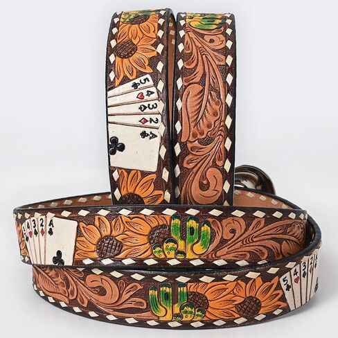 American Darling Beautifully Hand Tooled Brown Genuine American Leather Belt Men and Women Western Belt with Removable Buckle in Saudi Arabia