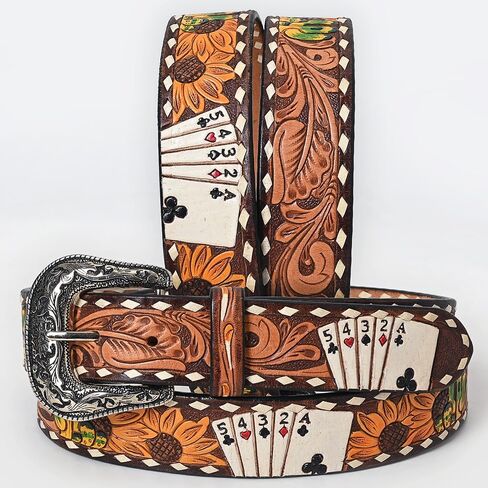 American Darling Beautifully Hand Tooled Brown Genuine American Leather Belt Men and Women Western Belt with Removable Buckle in Saudi Arabia