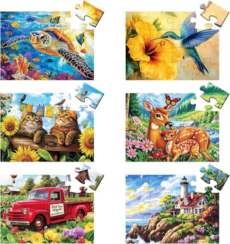 4 Packs Large Piece Puzzle for Seniors - Dementia 36 Pieces Puzzles for Elderly Adults,Alzheimer痴 Puzzles Memory Cognitive Games for Elderly Seniors with 4 Storage Bags in Saudi Arabia