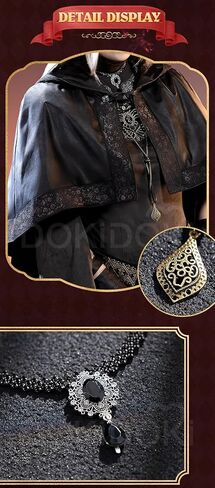 KIRA KIRA Anime Gothic Cosplay Costume Doki-R Medieval Cloak Outfits Halloween Costume Plus Size in Saudi Arabia