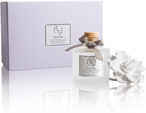 Reed Diffuser Sets, 6.76 Fl. Oz / 200ML Ceramic Diffuser Flower Gift Box, Home Reed Diffuser for Bathroom Office Bathroom Living Room Decor (Lavender White) in Saudi Arabia