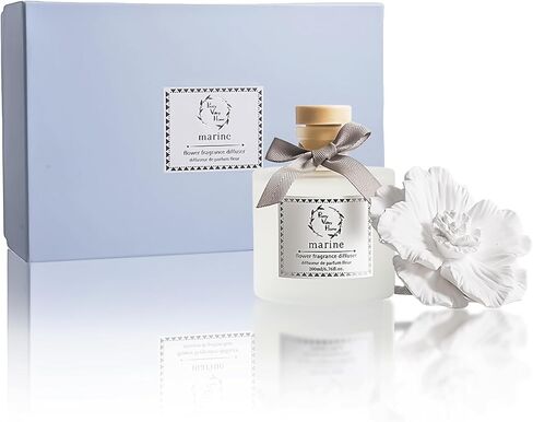 Reed Diffuser Sets, 6.76 Fl. Oz / 200ML Ceramic Diffuser Flower Gift Box, Home Reed Diffuser for Bathroom Office Bathroom Living Room Decor (Lavender White) in Saudi Arabia
