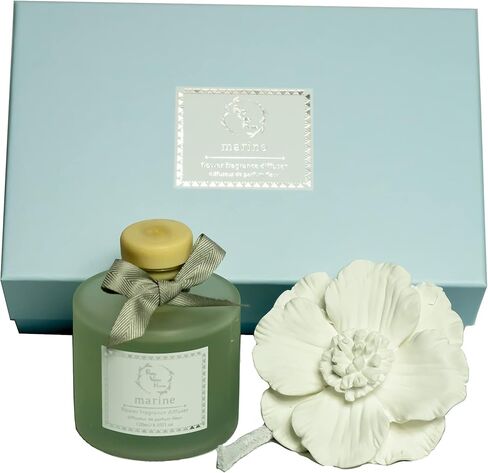 Reed Diffuser Sets, 6.76 Fl. Oz / 200ML Ceramic Diffuser Flower Gift Box, Home Reed Diffuser for Bathroom Office Bathroom Living Room Decor (Lavender White) in Saudi Arabia