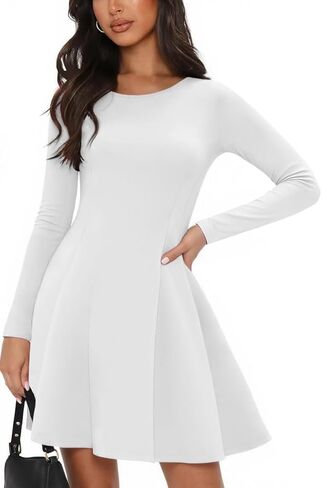 Long Sleeve Mini Dress for Women A Line Fall Pleated Babydoll Short Party Dresses 2026 in Saudi Arabia