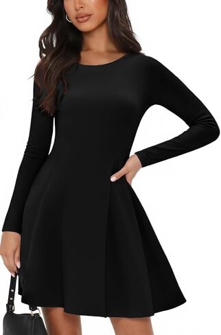 Long Sleeve Mini Dress for Women A Line Fall Pleated Babydoll Short Party Dresses 2026 in Saudi Arabia