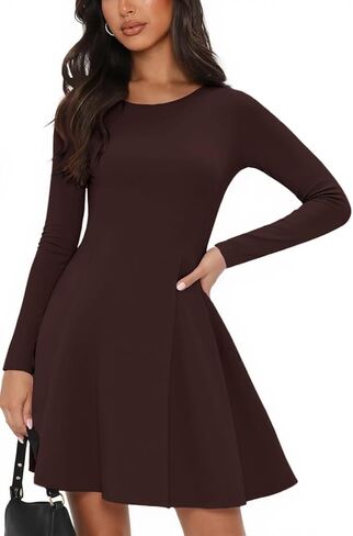 Long Sleeve Mini Dress for Women A Line Fall Pleated Babydoll Short Party Dresses 2026 in Saudi Arabia