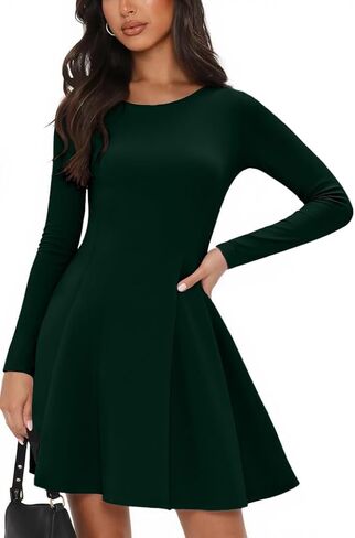 Long Sleeve Mini Dress for Women A Line Fall Pleated Babydoll Short Party Dresses 2026 in Saudi Arabia
