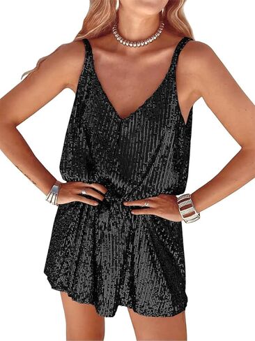 FLOYU Women Sequin Camisole Dress Sparkly Party Dress Glitter V-Neck Sleeveless Clubwear in Saudi Arabia