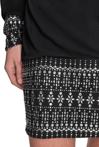 فستان BCBG نسائي طويل الأكمام وفتحة رقبة على شكل حرف V قابل للتمدد in Kuwait
