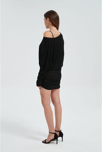 LRF Off The Shoulder Dress See Through Trendy Y2k Sexy Mini Slim Fit Casual Loungewear Dress in Saudi Arabia