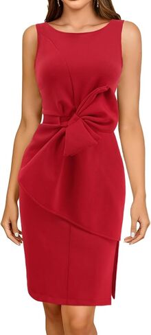 Womens Crew Neck Bowknot Twist Dress Elegant Sleeveless Dresses Wedding Evening Formal Gown Dress in Saudi Arabia