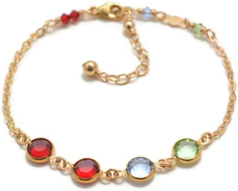 سوار الجدة مع أحجار الميلاد يصل إلى 10 من الفضة الإسترليني أو الذهب عيار 14 قيراط مملوء هدية عيد الأم للأم للجدة هدايا جوهرة الميلاد للأم والجدة مجوهرات مخصصة مايو نوفمبر يونيو أغسطس سبتمبر ديسمبر توباز الزركون العقيق in Kuwait