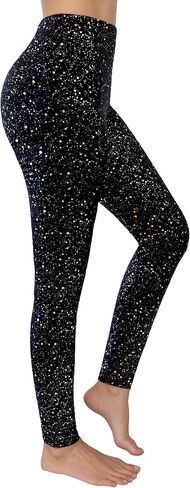 Black Sparkly Leggings for Women, High Waisted Sparkle Print Pants, Stretch Glitter Tight Fit Party Legging for Club Holiday Night Out in Saudi Arabia