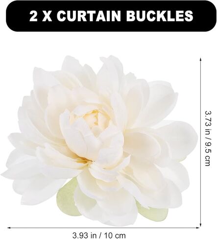 Veemoon 2pcs Flower Curtain Tiebacks Clips, Decorative Curtain Tiebacks Floral Buckle Clips White Window Tie Hooks for Home Bedroom Living Room Office Decor in Saudi Arabia