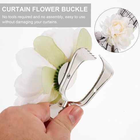 Veemoon 2pcs Flower Curtain Tiebacks Clips, Decorative Curtain Tiebacks Floral Buckle Clips White Window Tie Hooks for Home Bedroom Living Room Office Decor in Saudi Arabia