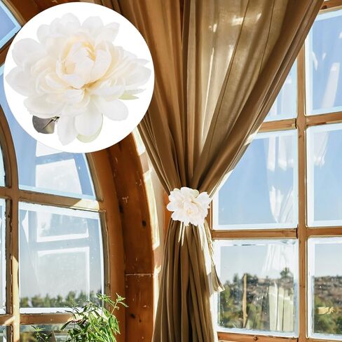 Veemoon 2pcs Flower Curtain Tiebacks Clips, Decorative Curtain Tiebacks Floral Buckle Clips White Window Tie Hooks for Home Bedroom Living Room Office Decor in Saudi Arabia