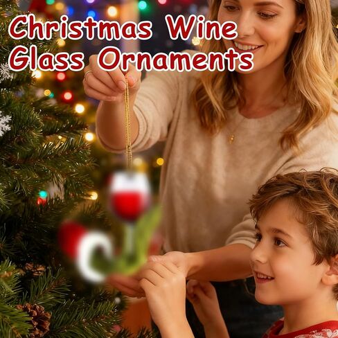 Wine Ornaments for Christmas Tree,Funny Christmas Ornament,Green Hanging Decorations for Tree,2D Acrylic Hanging Decoration, Indoor Decor, Unique Decoration & Stocking Stuffers for Wine Lovers in Saudi Arabia