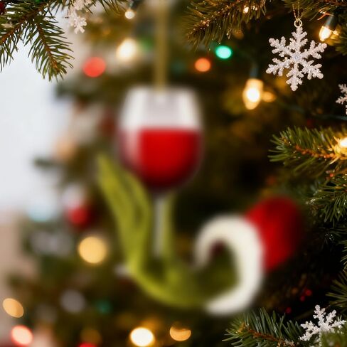 Wine Ornaments for Christmas Tree,Funny Christmas Ornament,Green Hanging Decorations for Tree,2D Acrylic Hanging Decoration, Indoor Decor, Unique Decoration & Stocking Stuffers for Wine Lovers in Saudi Arabia