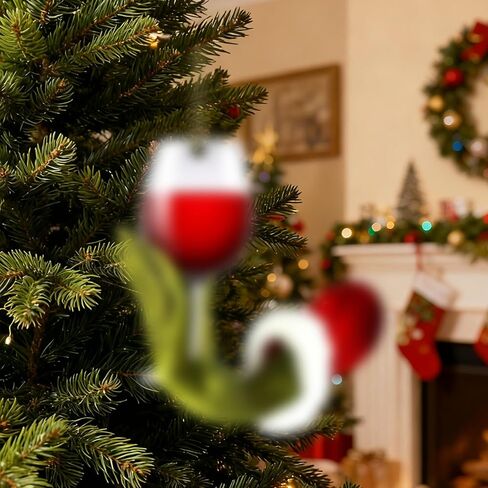 Wine Ornaments for Christmas Tree,Funny Christmas Ornament,Green Hanging Decorations for Tree,2D Acrylic Hanging Decoration, Indoor Decor, Unique Decoration & Stocking Stuffers for Wine Lovers in Saudi Arabia