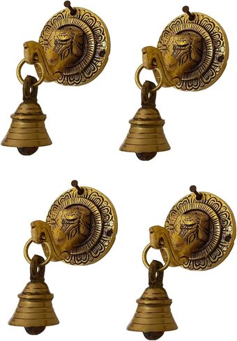 Elephant Bells Wall Hanging Home Decor Gifts Brass Temple Bell Traditional Indian Home Decor, Pooja Accessories Hanging Windchime Hindu Idol Figure with Unique for Door Wall (1) in Saudi Arabia