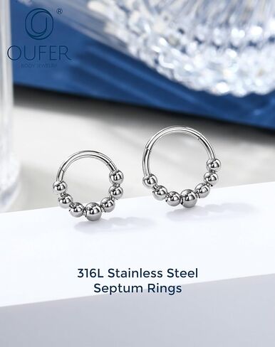 OUFER Septum Rings 16G Surgical Steel Septum Jewelry, Niche Design Septum Nose Rings, Hinged Segment Helix Cartilage Daith Piercing Jewelry For Women Men in Saudi Arabia