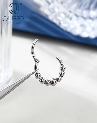 OUFER Septum Rings 16G Surgical Steel Septum Jewelry, Niche Design Septum Nose Rings, Hinged Segment Helix Cartilage Daith Piercing Jewelry For Women Men in Saudi Arabia