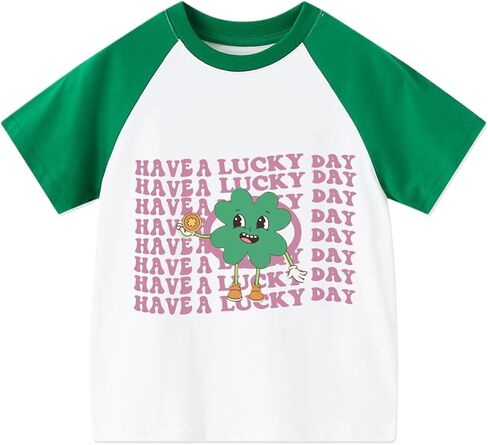 Toddler St Patricks Day Shirt Boys Girls Green Lucky Shamrock Clover Tees Kids Short Sleeve Saint Patrick's Tee Tops 2-7T in Saudi Arabia