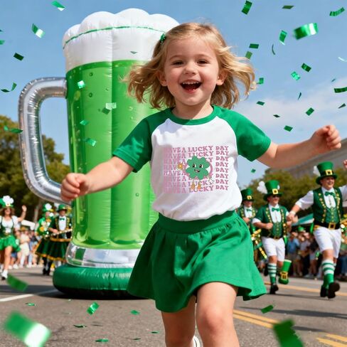 Toddler St Patricks Day Shirt Boys Girls Green Lucky Shamrock Clover Tees Kids Short Sleeve Saint Patrick's Tee Tops 2-7T in Saudi Arabia