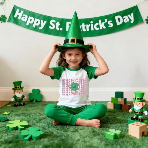Toddler St Patricks Day Shirt Boys Girls Green Lucky Shamrock Clover Tees Kids Short Sleeve Saint Patrick's Tee Tops 2-7T in Saudi Arabia