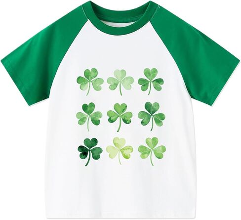 Toddler St Patricks Day Shirt Boys Girls Green Lucky Shamrock Clover Tees Kids Short Sleeve Saint Patrick's Tee Tops 2-7T in Saudi Arabia
