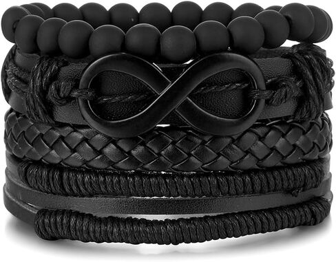 Men's Multi-Winding Infinity Bracelet Genuine Leather Wood Beads Braided Ethnic Fashion Bangle Party Accessory in Saudi Arabia