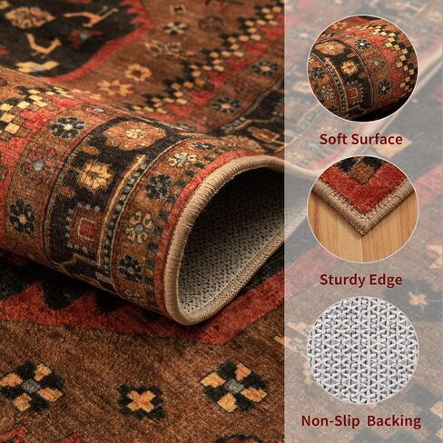 Ciicool Small Area Rug, 2x3ft Red Boho Rug, Ultra Soft Entry Rugs for Entryway, Non-Slip Washable Rugs Oriental Low-Pile Indoor Mat Floor Carpet for Entrance Bedroom Kitchen Bathroom Foyer Decor in Saudi Arabia