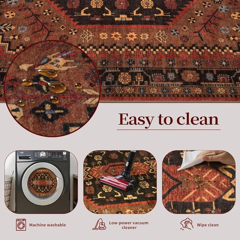 Ciicool Small Area Rug, 2x3ft Red Boho Rug, Ultra Soft Entry Rugs for Entryway, Non-Slip Washable Rugs Oriental Low-Pile Indoor Mat Floor Carpet for Entrance Bedroom Kitchen Bathroom Foyer Decor in Saudi Arabia