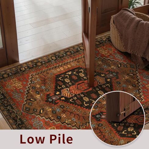 Ciicool Small Area Rug, 2x3ft Red Boho Rug, Ultra Soft Entry Rugs for Entryway, Non-Slip Washable Rugs Oriental Low-Pile Indoor Mat Floor Carpet for Entrance Bedroom Kitchen Bathroom Foyer Decor in Saudi Arabia