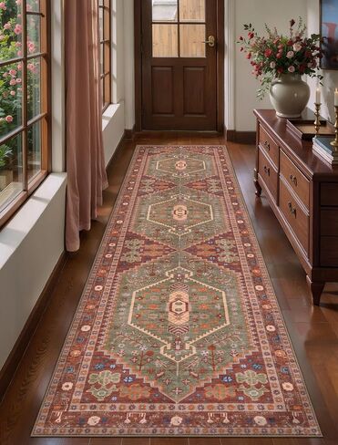 Ciicool Small Area Rug, 2x3ft Red Boho Rug, Ultra Soft Entry Rugs for Entryway, Non-Slip Washable Rugs Oriental Low-Pile Indoor Mat Floor Carpet for Entrance Bedroom Kitchen Bathroom Foyer Decor in Saudi Arabia