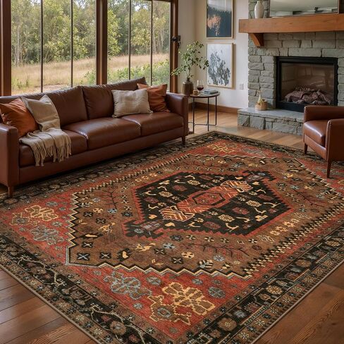 Ciicool Small Area Rug, 2x3ft Red Boho Rug, Ultra Soft Entry Rugs for Entryway, Non-Slip Washable Rugs Oriental Low-Pile Indoor Mat Floor Carpet for Entrance Bedroom Kitchen Bathroom Foyer Decor in Saudi Arabia