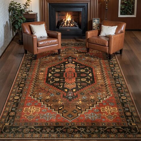 Ciicool Small Area Rug, 2x3ft Red Boho Rug, Ultra Soft Entry Rugs for Entryway, Non-Slip Washable Rugs Oriental Low-Pile Indoor Mat Floor Carpet for Entrance Bedroom Kitchen Bathroom Foyer Decor in Saudi Arabia