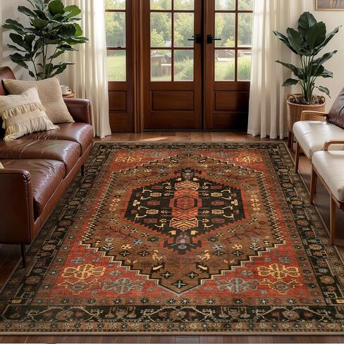 Ciicool Small Area Rug, 2x3ft Red Boho Rug, Ultra Soft Entry Rugs for Entryway, Non-Slip Washable Rugs Oriental Low-Pile Indoor Mat Floor Carpet for Entrance Bedroom Kitchen Bathroom Foyer Decor in Saudi Arabia