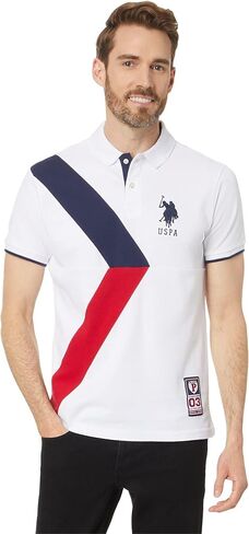 U.S. Polo Assn. Slim Fit Sash Color-Block Short Sleeve Knit Polo Shirt White LG in Saudi Arabia