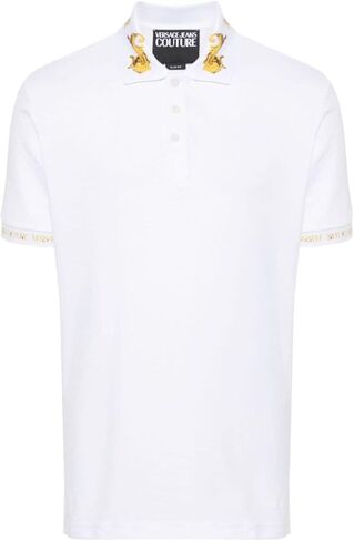 VERSACE JEANS COUTURE White Polo Shirt – Classic Fit Baroque Collar Detail- in Saudi Arabia