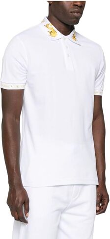 VERSACE JEANS COUTURE White Polo Shirt – Classic Fit Baroque Collar Detail- in Saudi Arabia