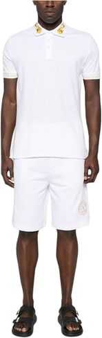 VERSACE JEANS COUTURE White Polo Shirt – Classic Fit Baroque Collar Detail- in Saudi Arabia