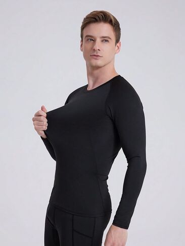 2 Pack Long Sleeve Compression Shirts for Men, Workout Base Layer Athletic Gym Tops Quick Dry Running Undershirts in Saudi Arabia