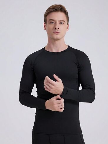 2 Pack Long Sleeve Compression Shirts for Men, Workout Base Layer Athletic Gym Tops Quick Dry Running Undershirts in Saudi Arabia